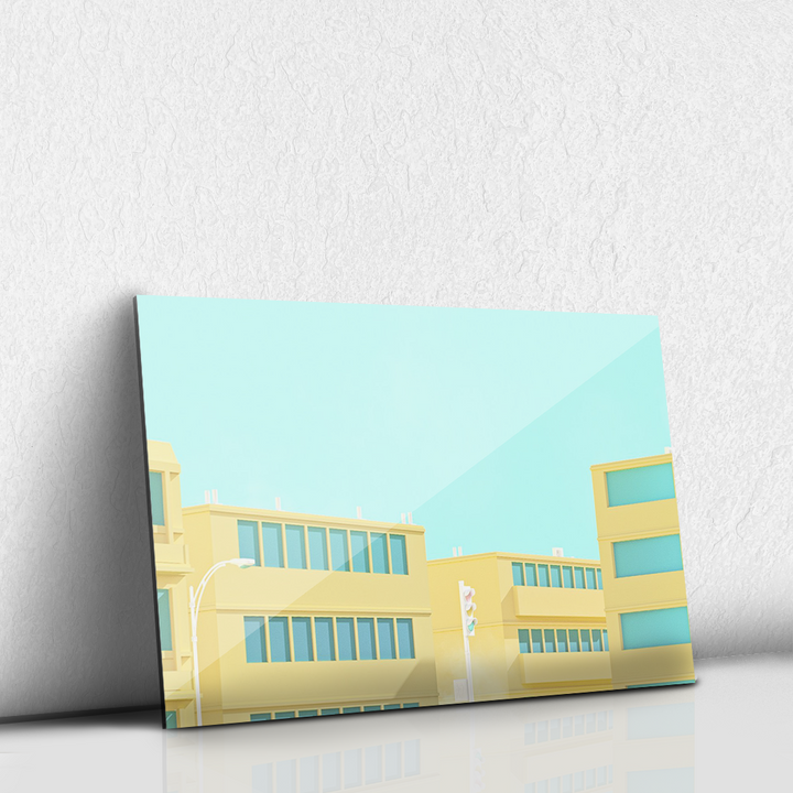 Edificio azul amarillo