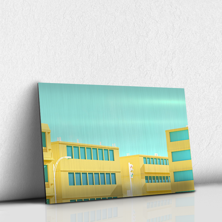 Edificio azul amarillo